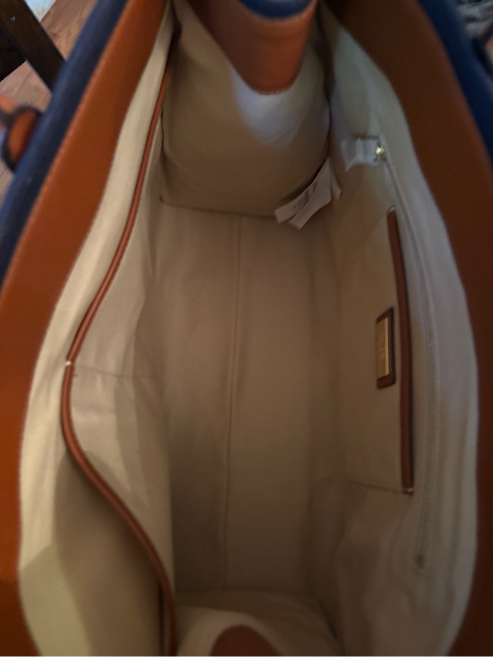 Ralph Lauren Navy Canvas and Brown Leather Tote - Picture 13 of 13